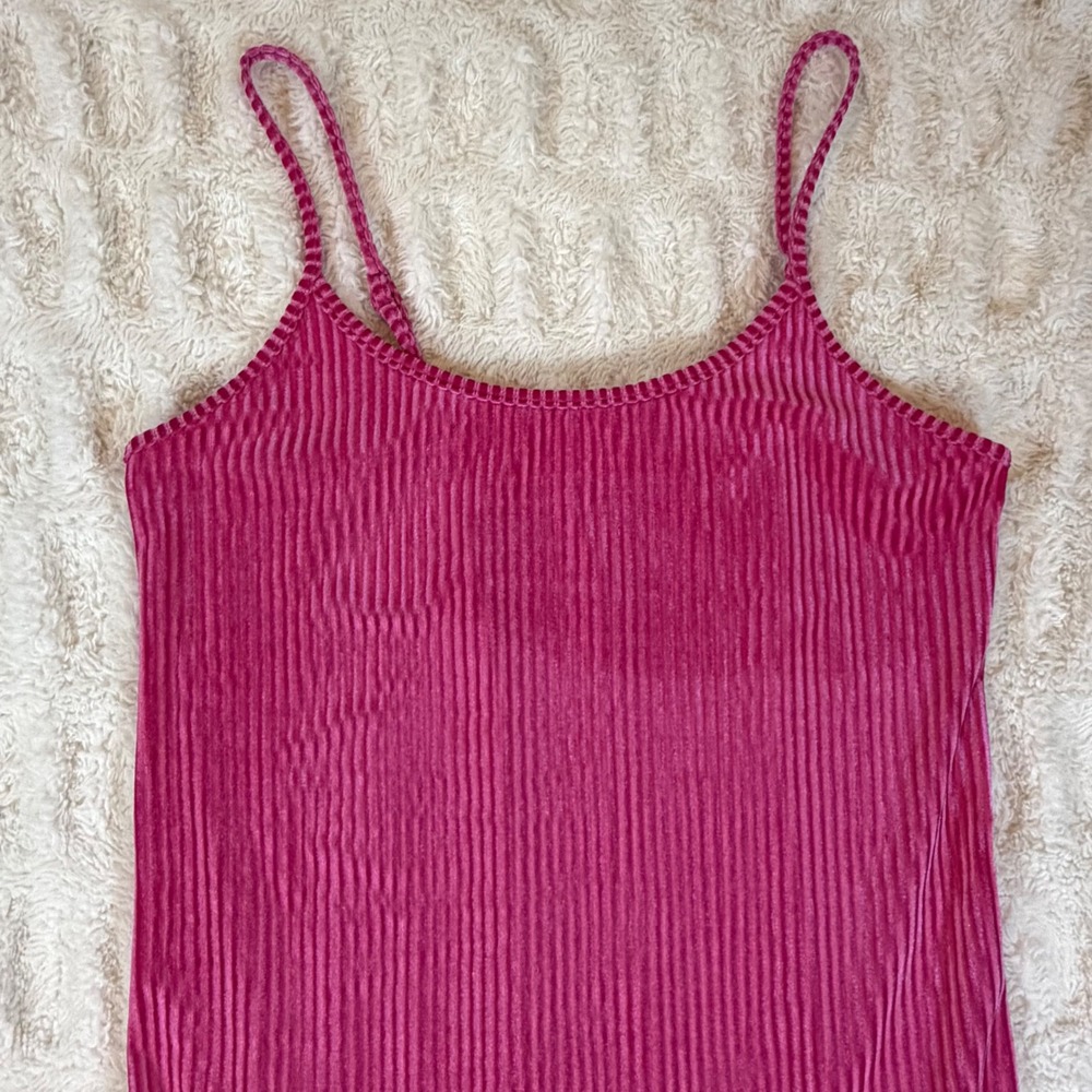 Colsie Pink Ribbed Velvet Cami Mini Dress Womens Medium VN1042782